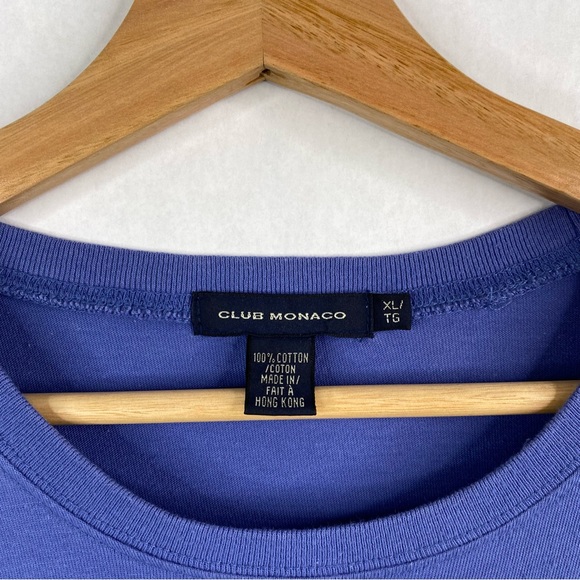 Club Monaco Logo Tee Club Monaco Crest Everyday Casual Shirt Blue Indigo Sz XL - Picture 3 of 7